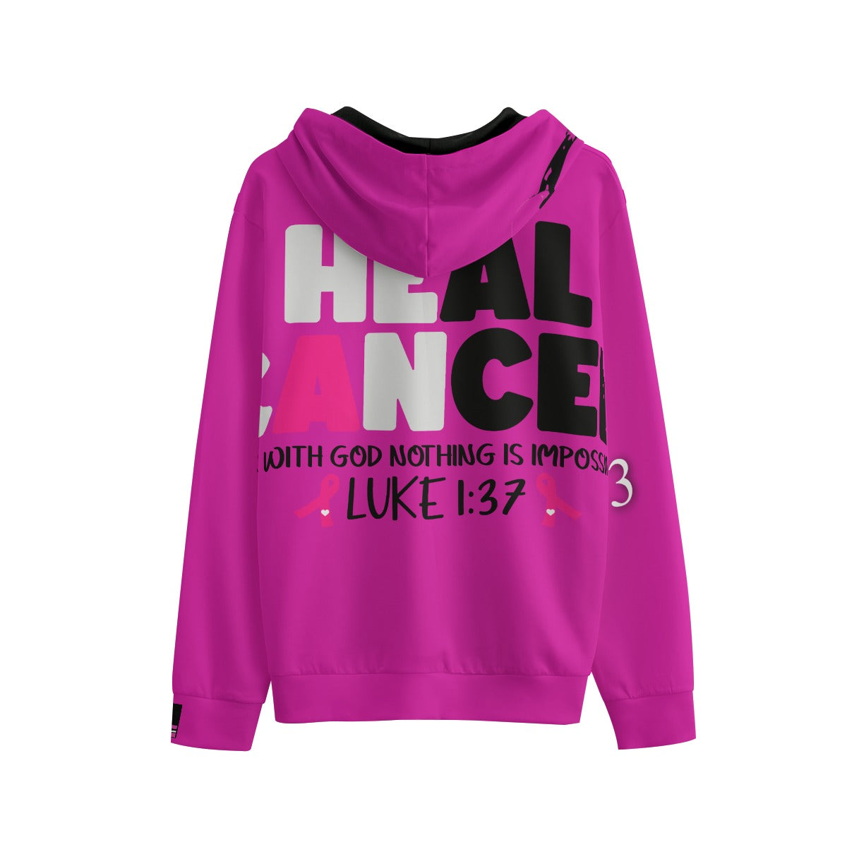 T.O.A.ST. "He CAN, Heal Cancer tackle" Hoodie in Pink and black font