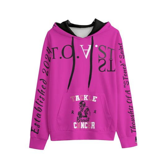 T.O.A.ST. "He CAN, Heal Cancer tackle" Hoodie in Pink and black font